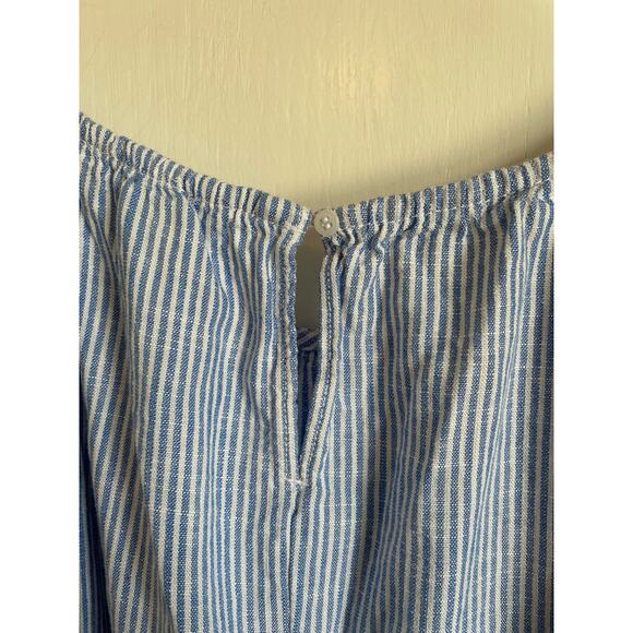 H&M blue striped linen sleeveless mini dress lightweight adjustable straps XL - Picture 6 of 10